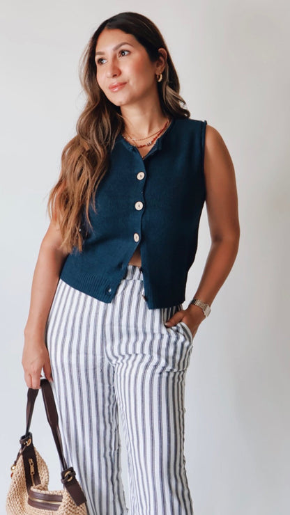 Navy Raw Edge Vest