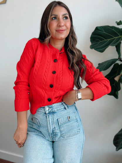 Tomato Red Cardigan