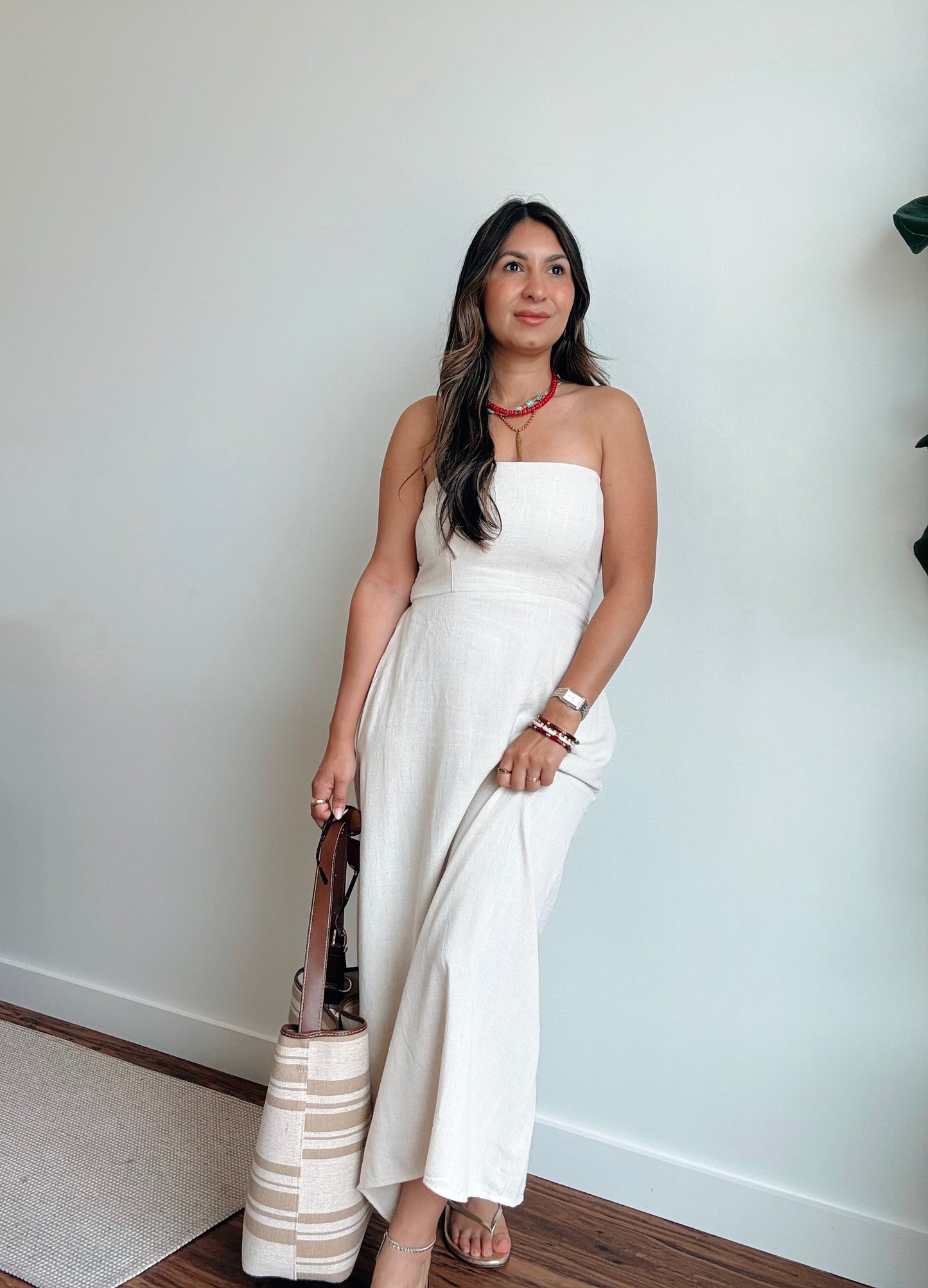 Upstate Strapless Linen Dress