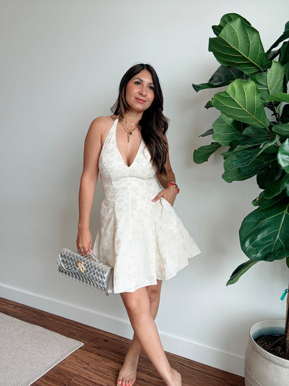 Floral Halter Romper Dress