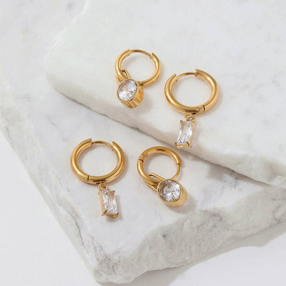 Algren Chunky Crystal Charm Hoops