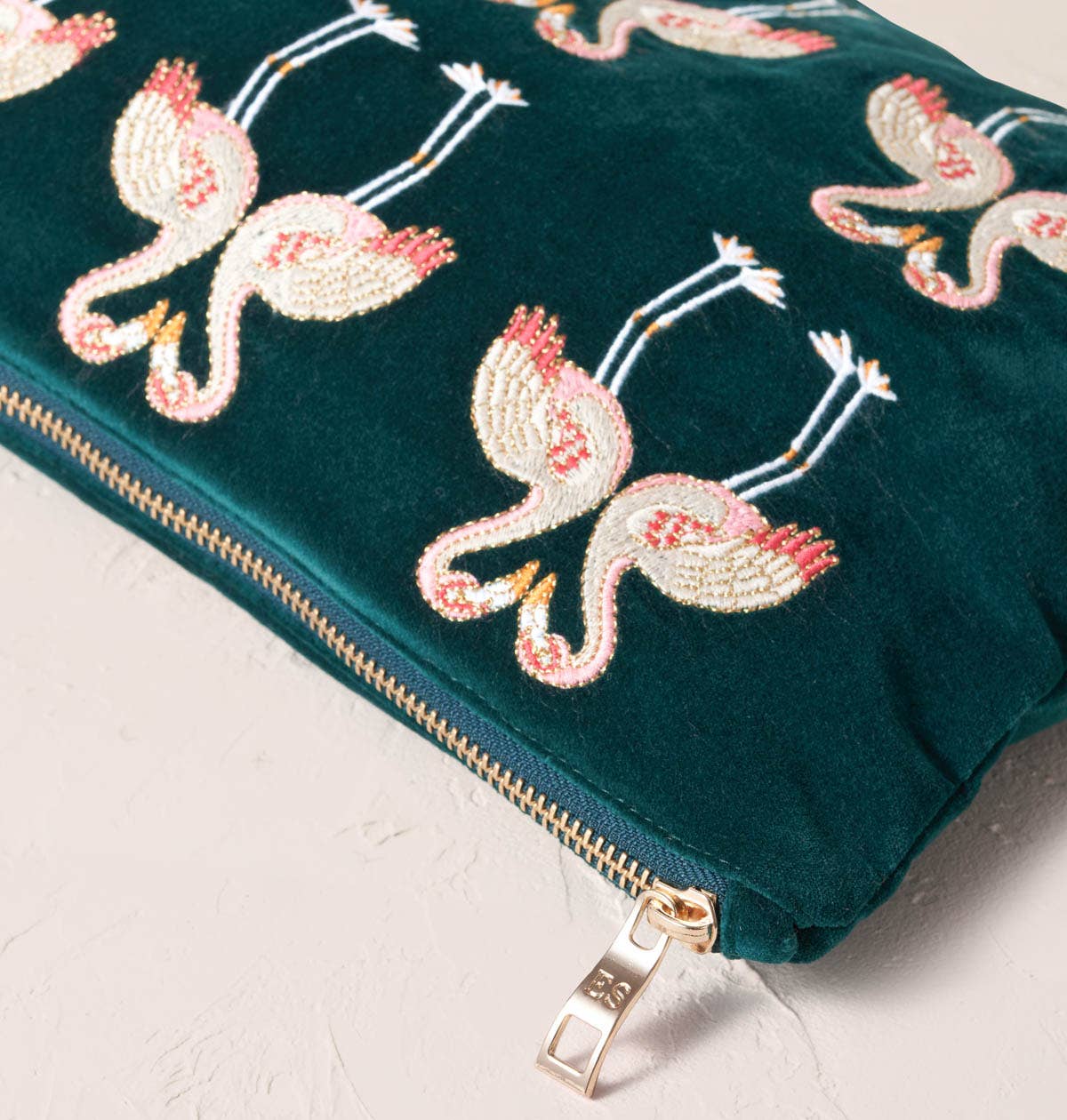 Flamingo Everyday Pouch: Emerald / Velvet