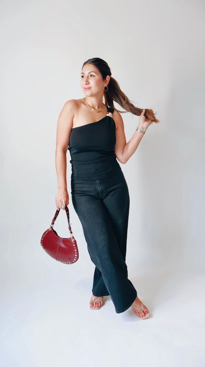 Gold Charm One Shoulder Top