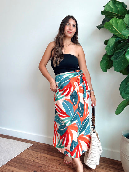 Lagoon Daze Round Hem Midi Wrap Skirt