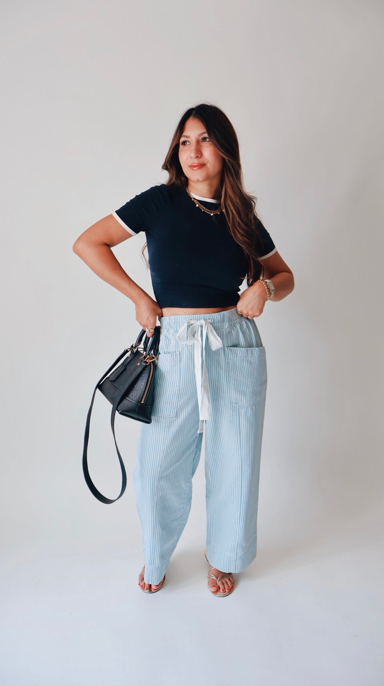 Striped Wide Leg Denim