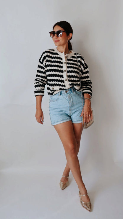 Celine Stripe Knit Cardigan