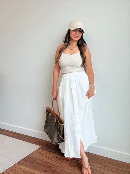 Yacht Club White Linen Skirt