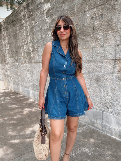 Flounce Denim Romper