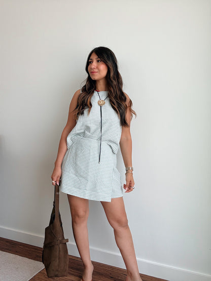 Sage Gingham Skort