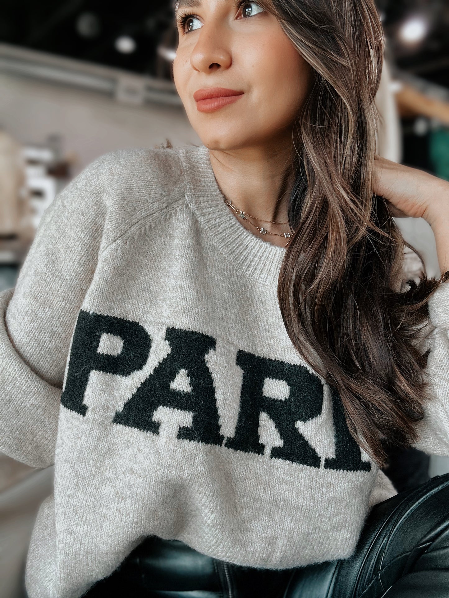 Paris Tan Crewneck Sweater