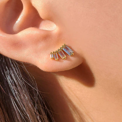 Garnet CZ Baguette Studs