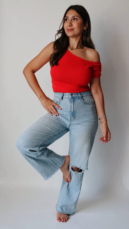 Scarlet Off The Shoulder Top