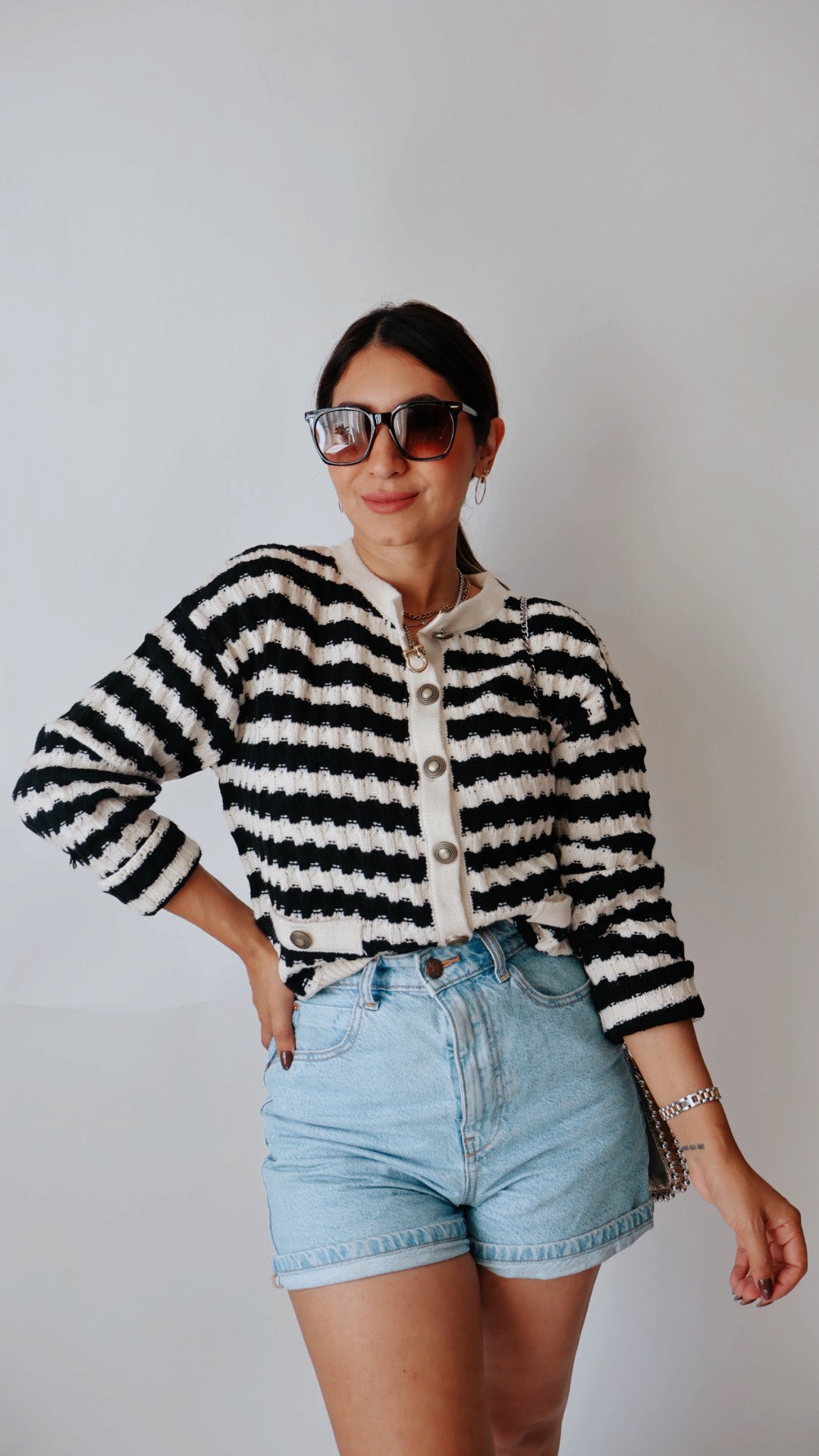 Celine Stripe Knit Cardigan