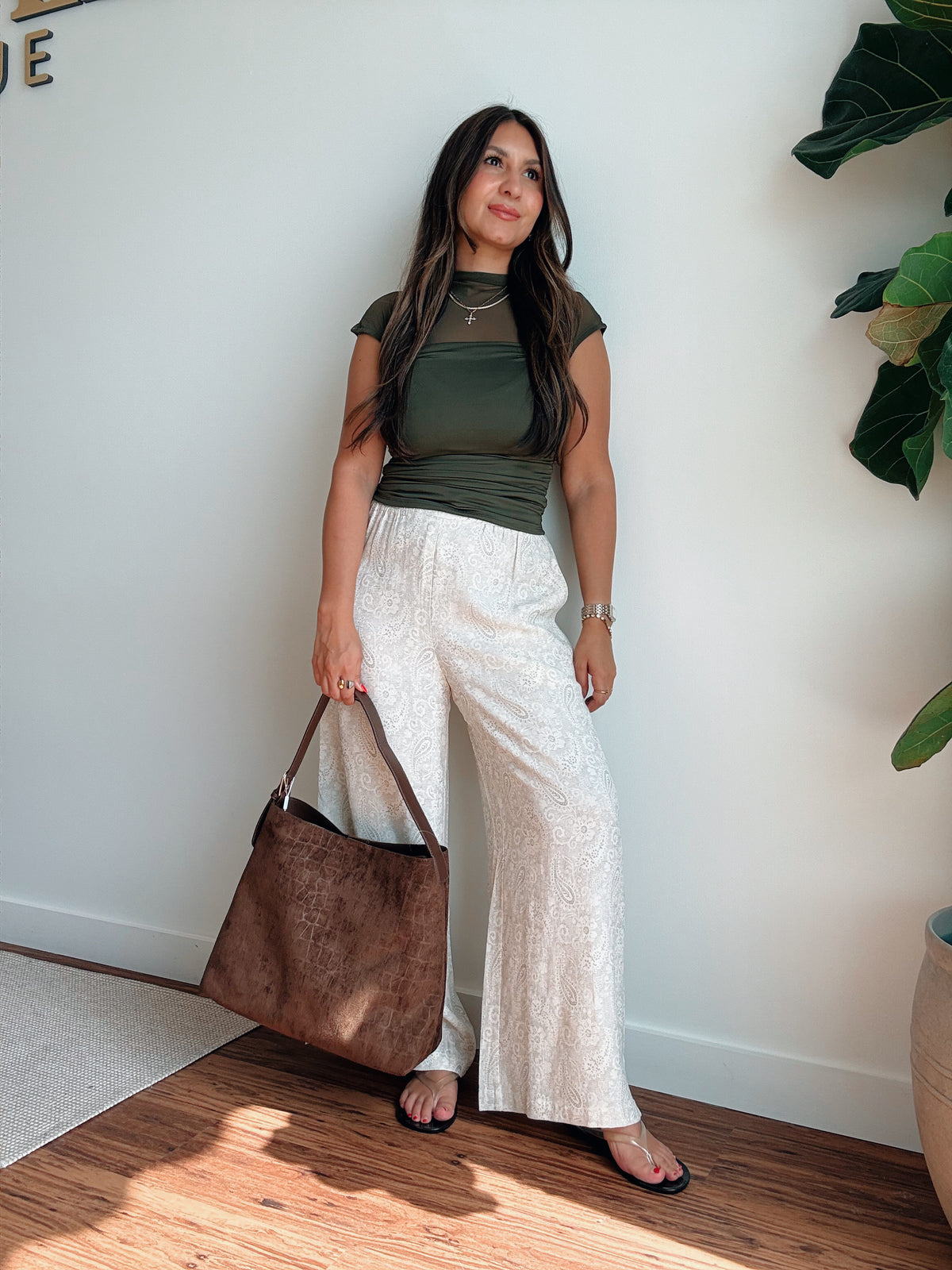 Paisley Beige Wide Legs