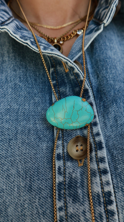 Turquoise Charm Bolo Necklace
