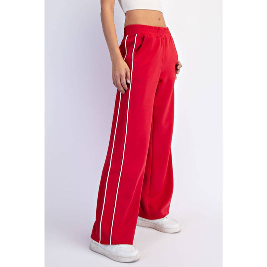 True Red Scuba Wide Leg Pants