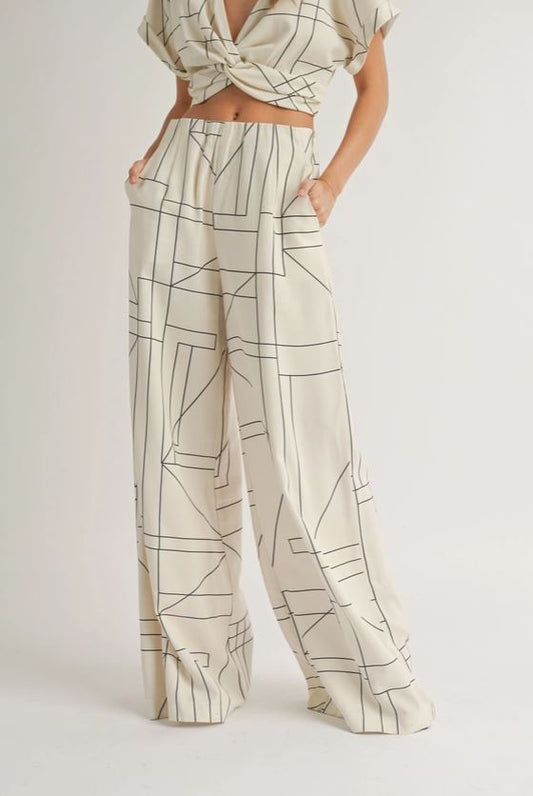 Florance Geo Print Wide Leg Pants