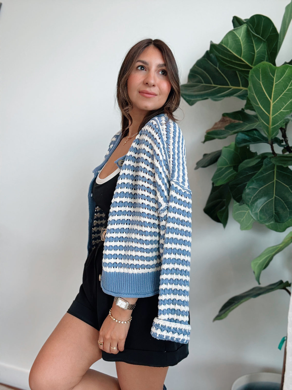 Dusty Blue Knit Cardigan