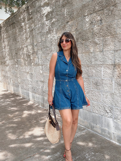 Flounce Denim Romper