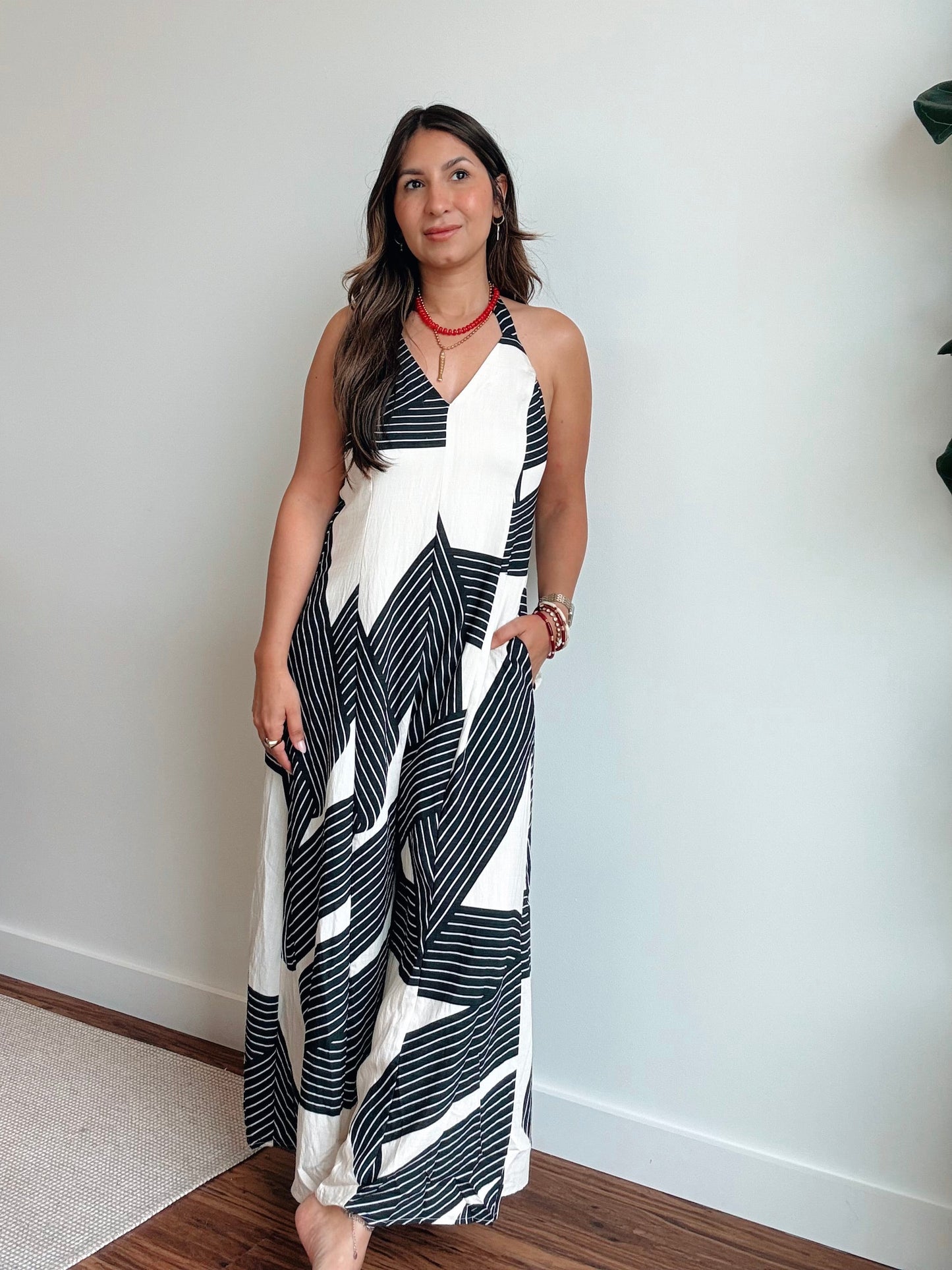 Abstract Halter Neck Jumpsuit