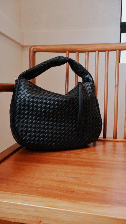 Black Woven Hobo Shoulder bag