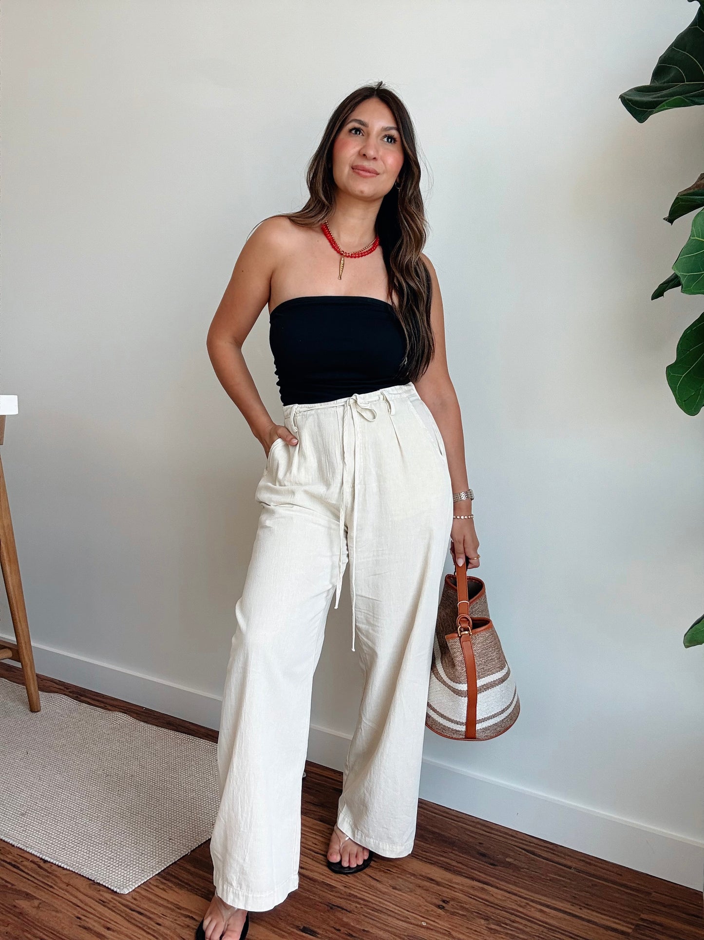 Tami Beige Drawstring Pants