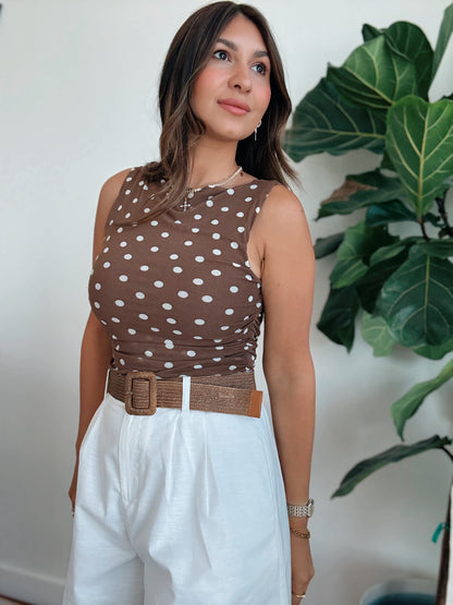 Mocha Mesh Dot Top