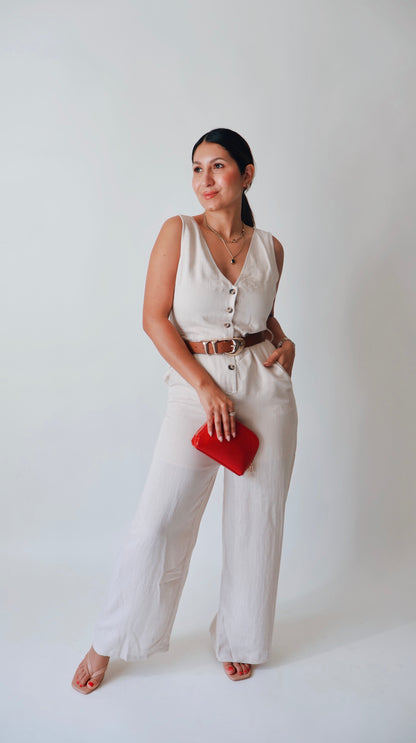 Neutral Linen Jumpsuit