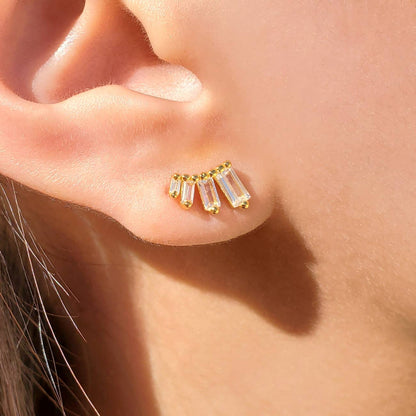 Garnet CZ Baguette Studs
