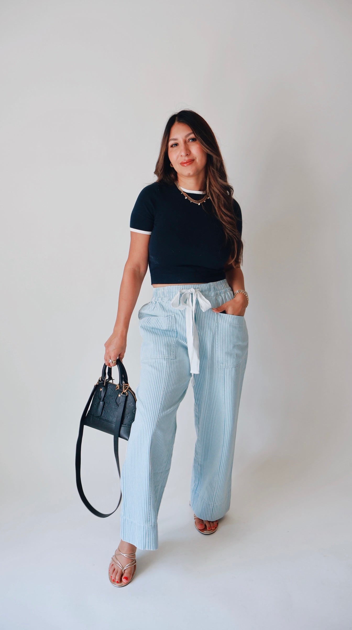 Striped Wide Leg Denim