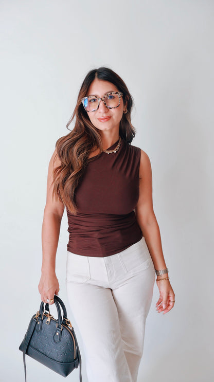 Chocolate Asymmetrical Top