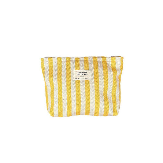 Yellow Striped Make Up Bag