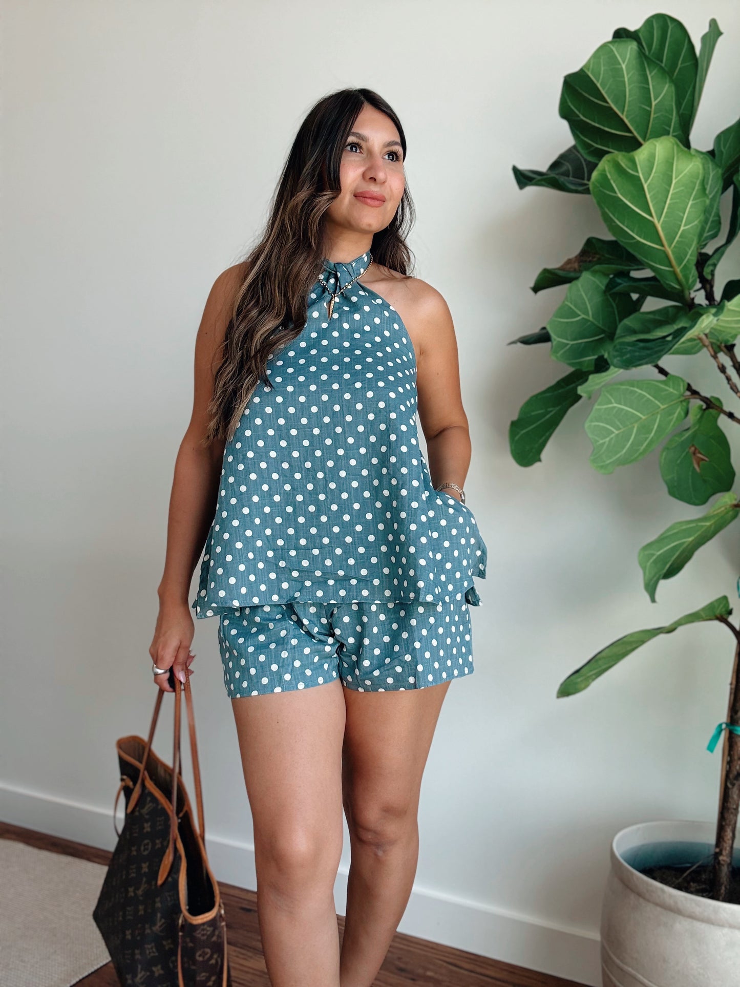 Polka Dot Halter & Shorts Set