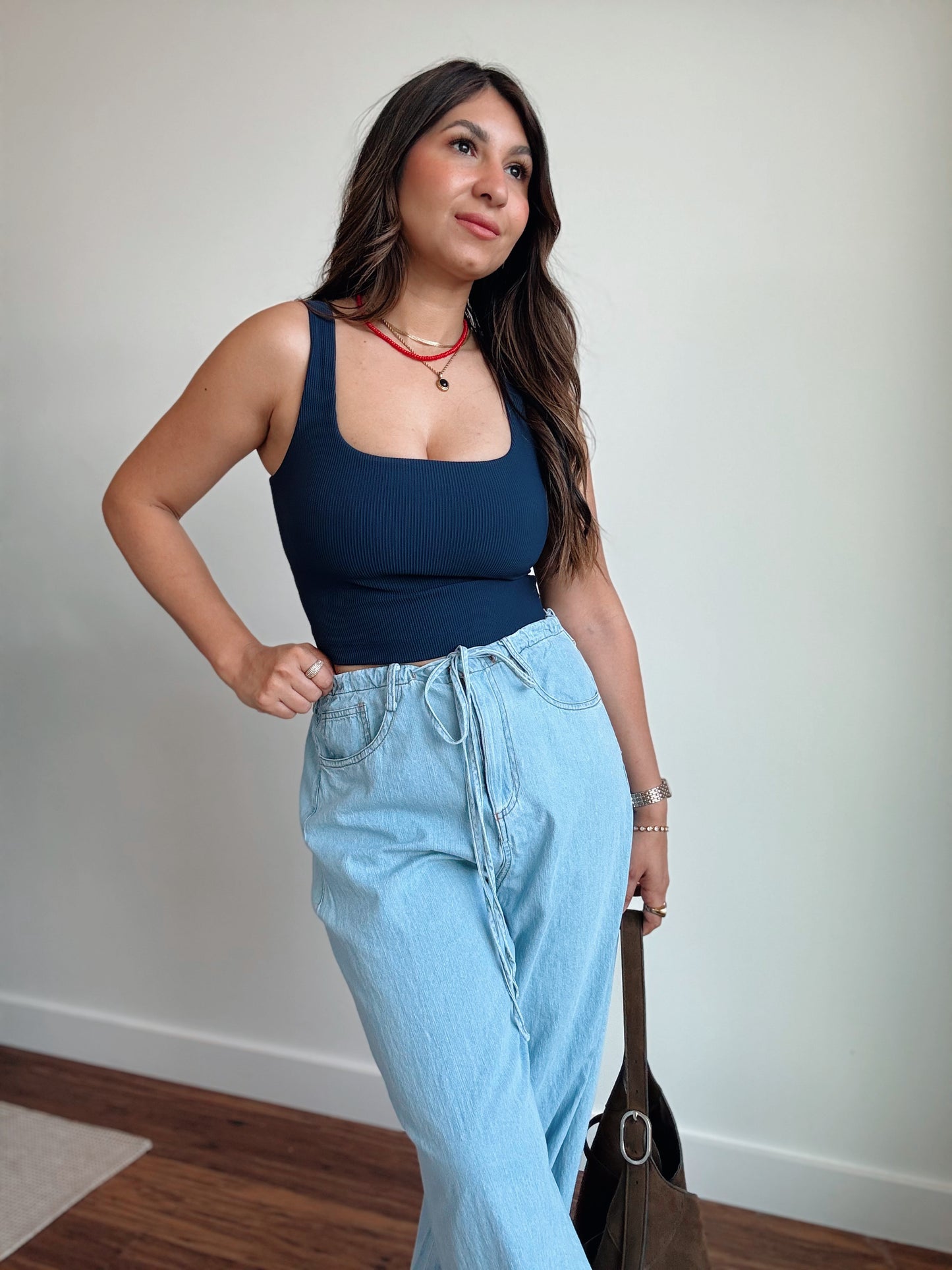 Navy Ribbed Tank