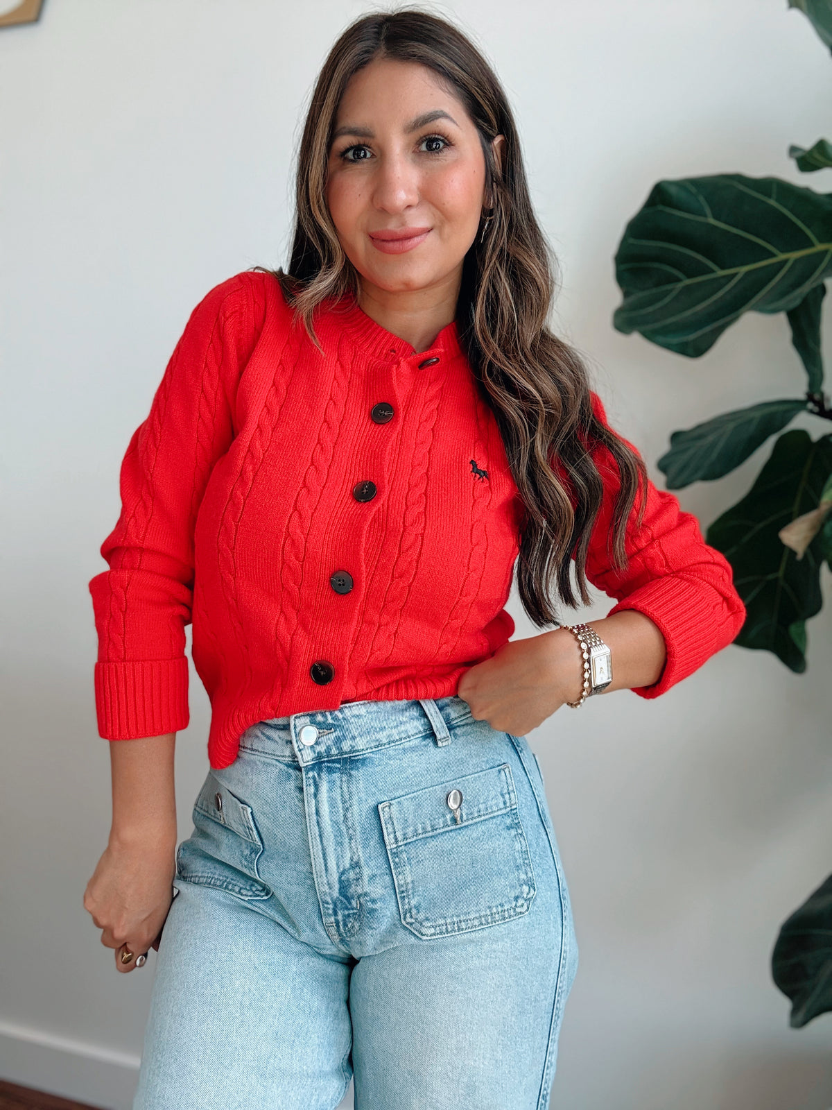 Tomato Red Cardigan