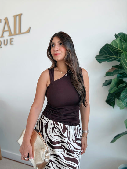 Chocolate Asymmetrical Top
