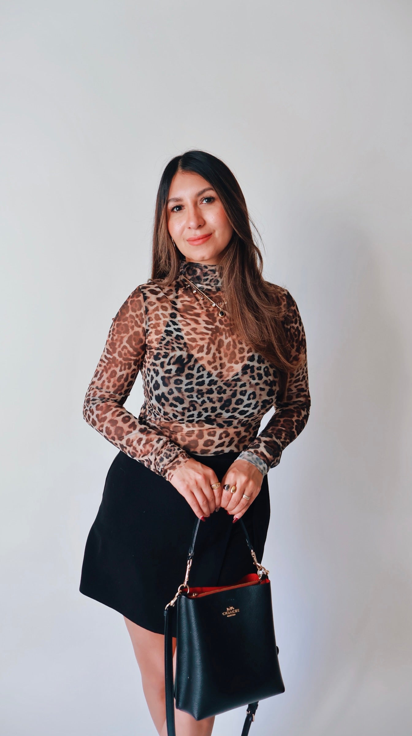 Lux Sheer Leopard Turtleneck
