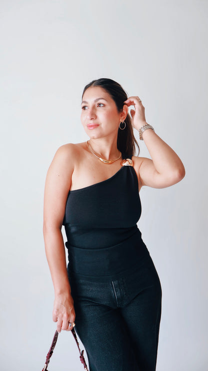 Gold Charm One Shoulder Top