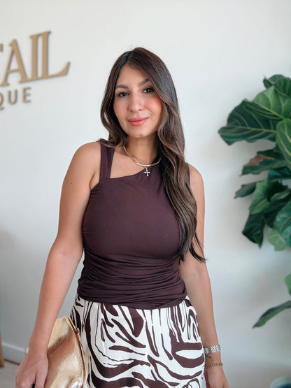 Chocolate Asymmetrical Top