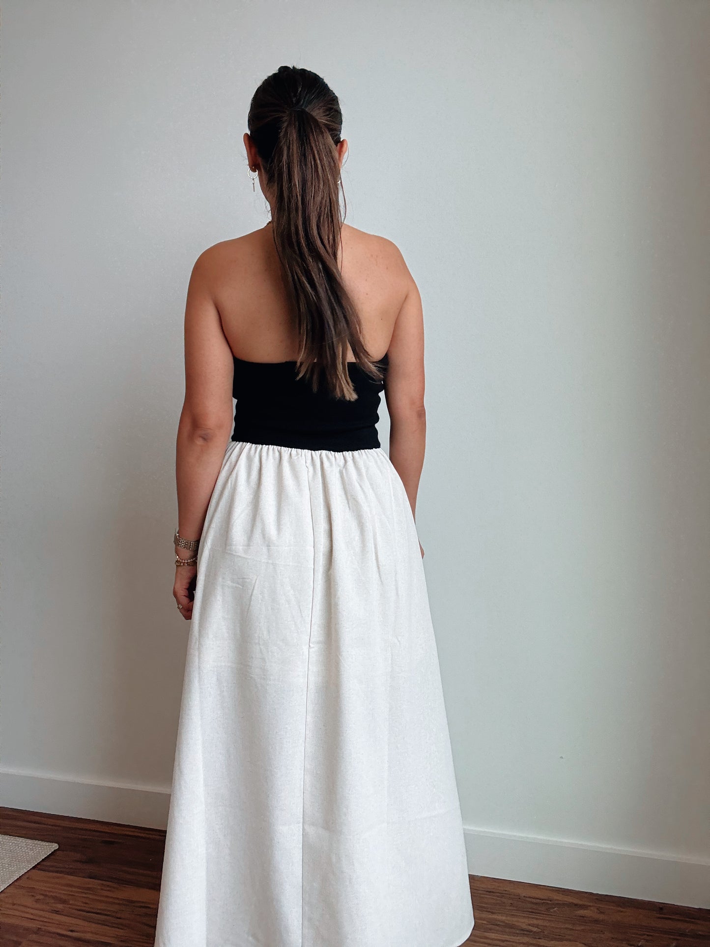 Strapless Mixed Linen Dress