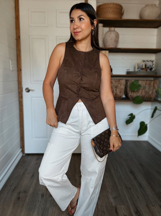 Mira Chocolate Suede Vest