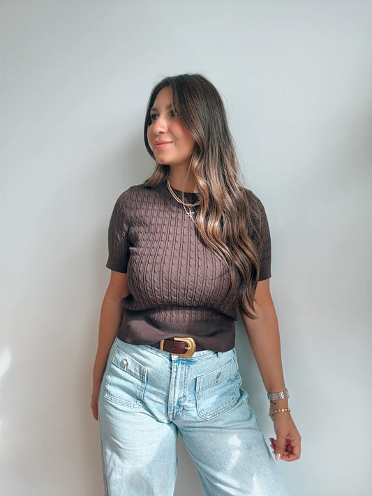 Everyday Brown Knit Blouse