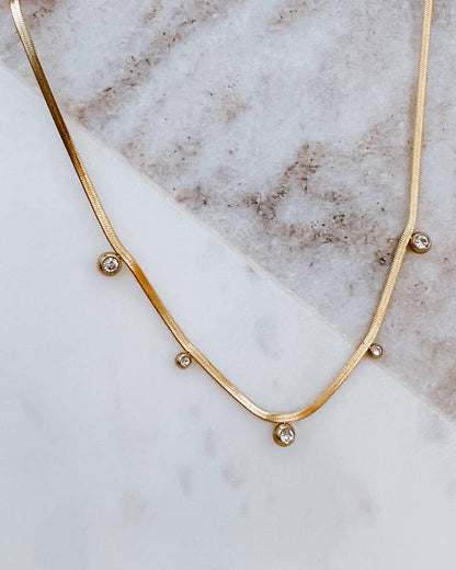 Cassi Thin Herringbone Crystal Necklace