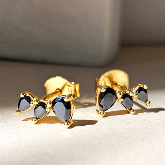 Onyx Pear Studs