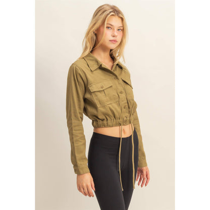 Drawstring Waist Cropped Jacket
