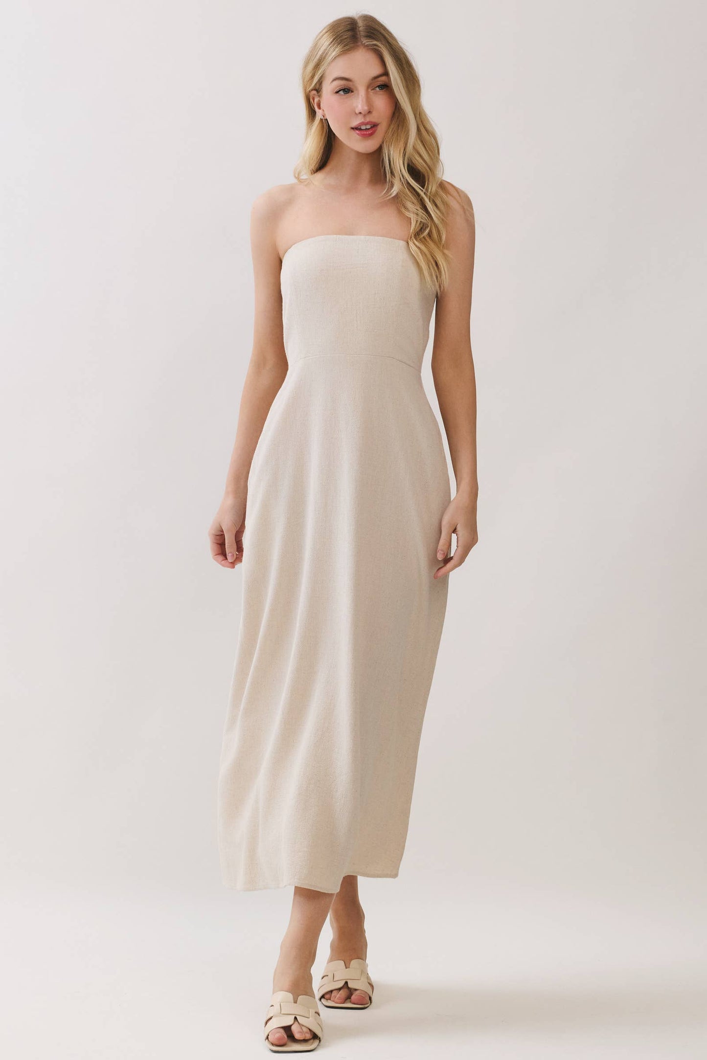 Upstate Strapless Linen Dress