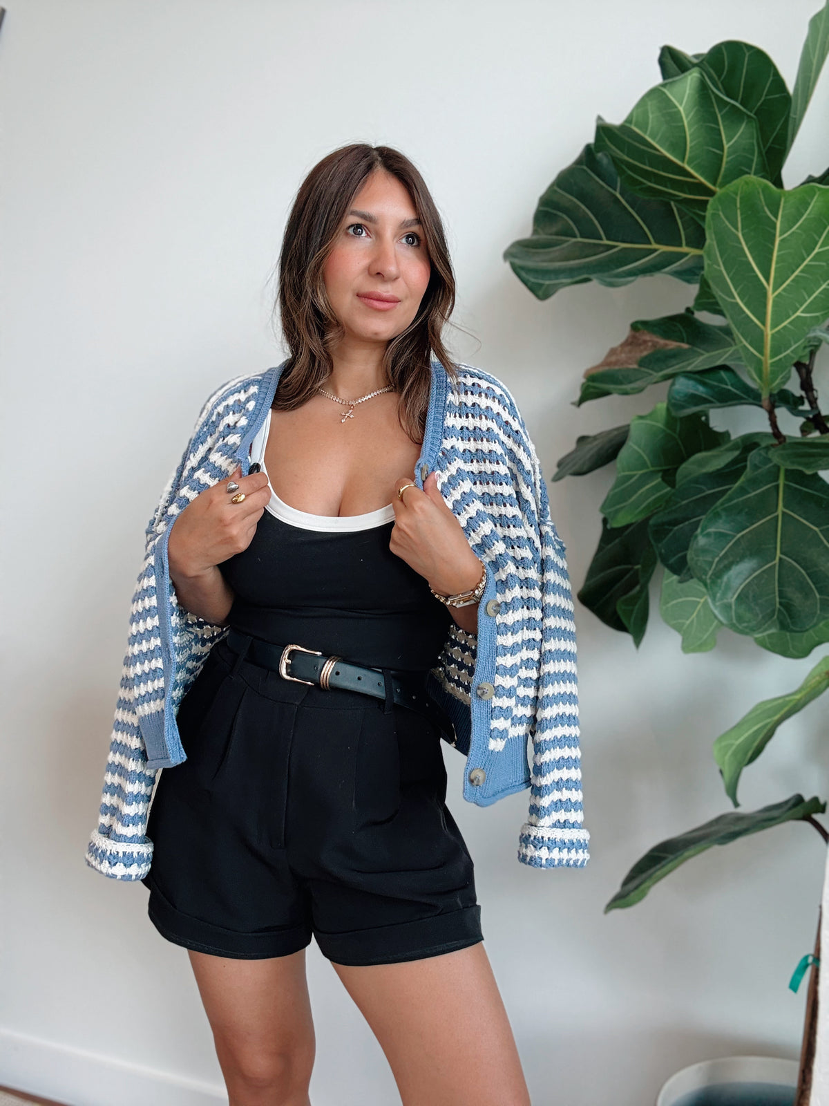 Dusty Blue Knit Cardigan