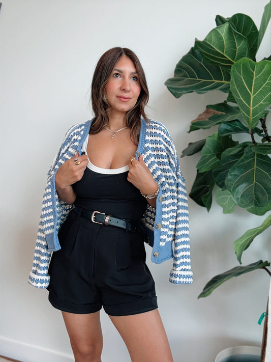 Dusty Blue Knit Cardigan