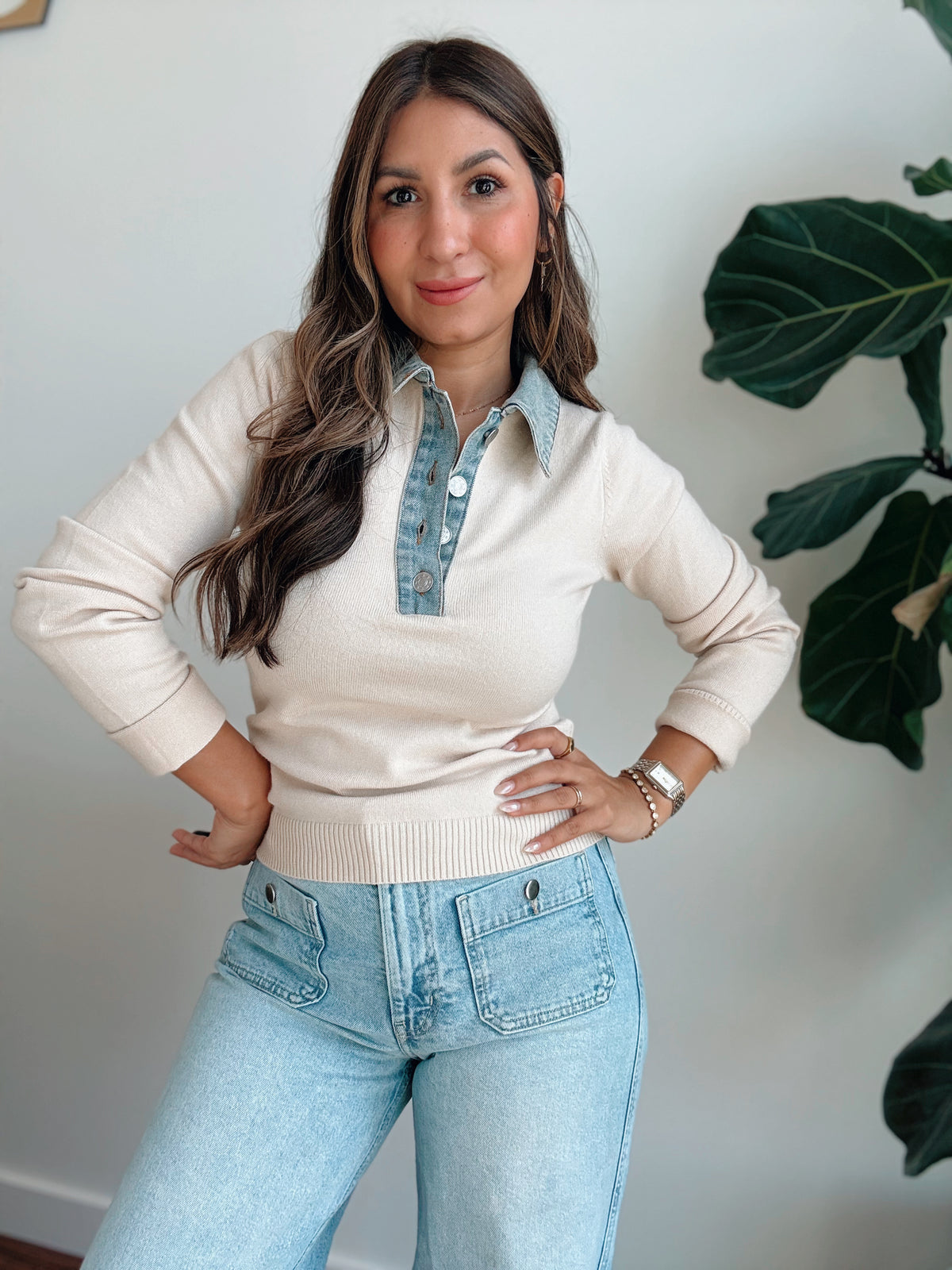 Dee Denim Collared Sweater
