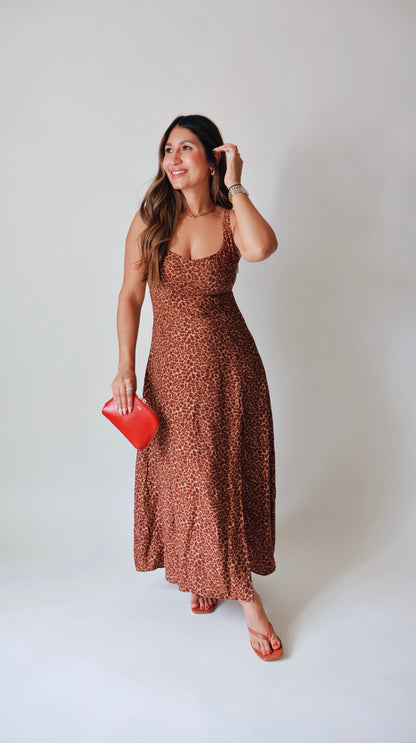 Wild Leopard Midi Slit Dress